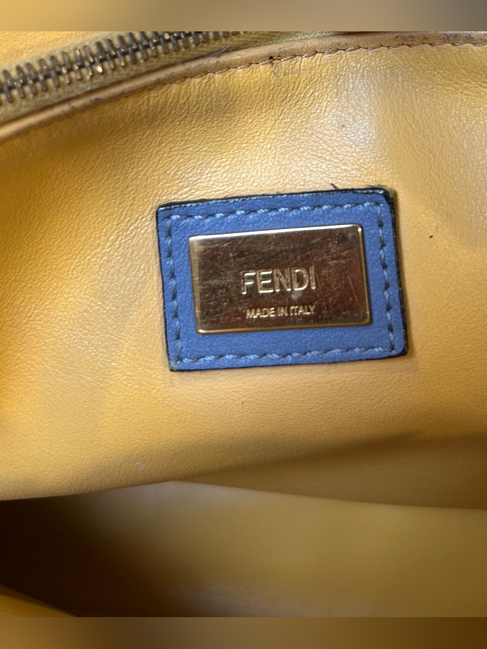 Fendi 2 Jours Blue Leather Top-Handle Tote Bag with Gold Hardware - Picture 3 of 11
